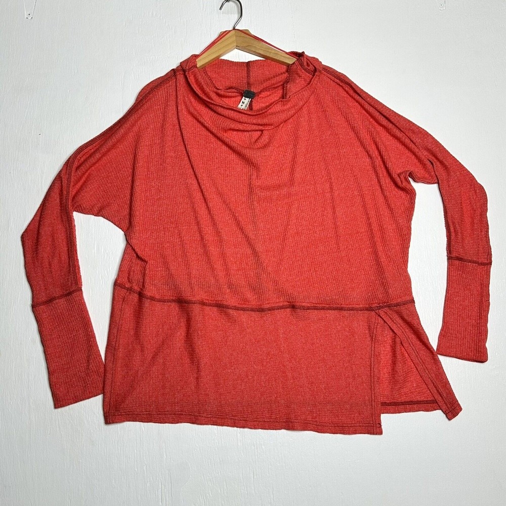 We The Free Womens London Town Thermal Top Size Medium Oversized Boatneck Shirt